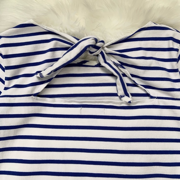 J. Crew Tie Back Top in Striped Mariner Cloth  3/4 Sleeve XS - Picture 5 of 8